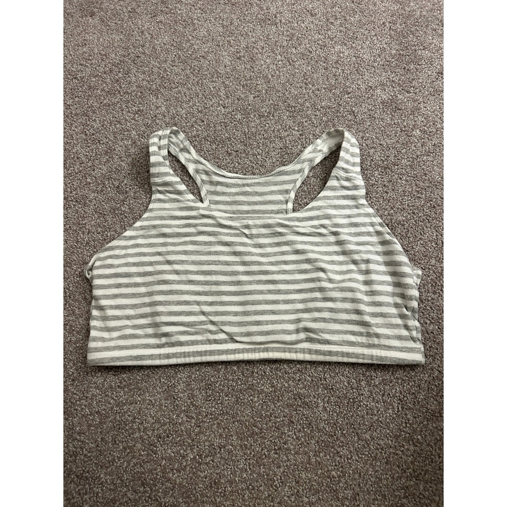 Fruit of the Loom Sports Bra Womens 42 Grey White Striped Racerback Excellent